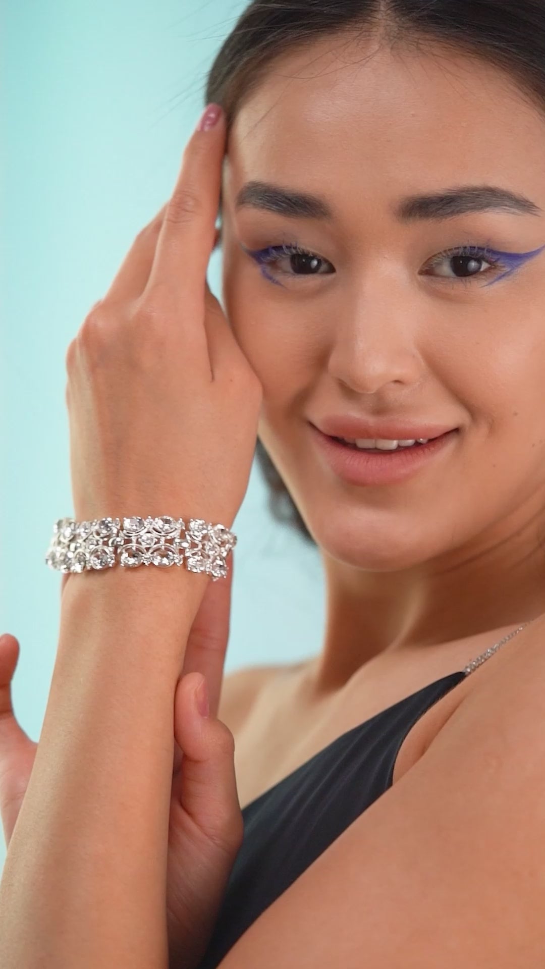 Double Row Bracelet with Clear Stones