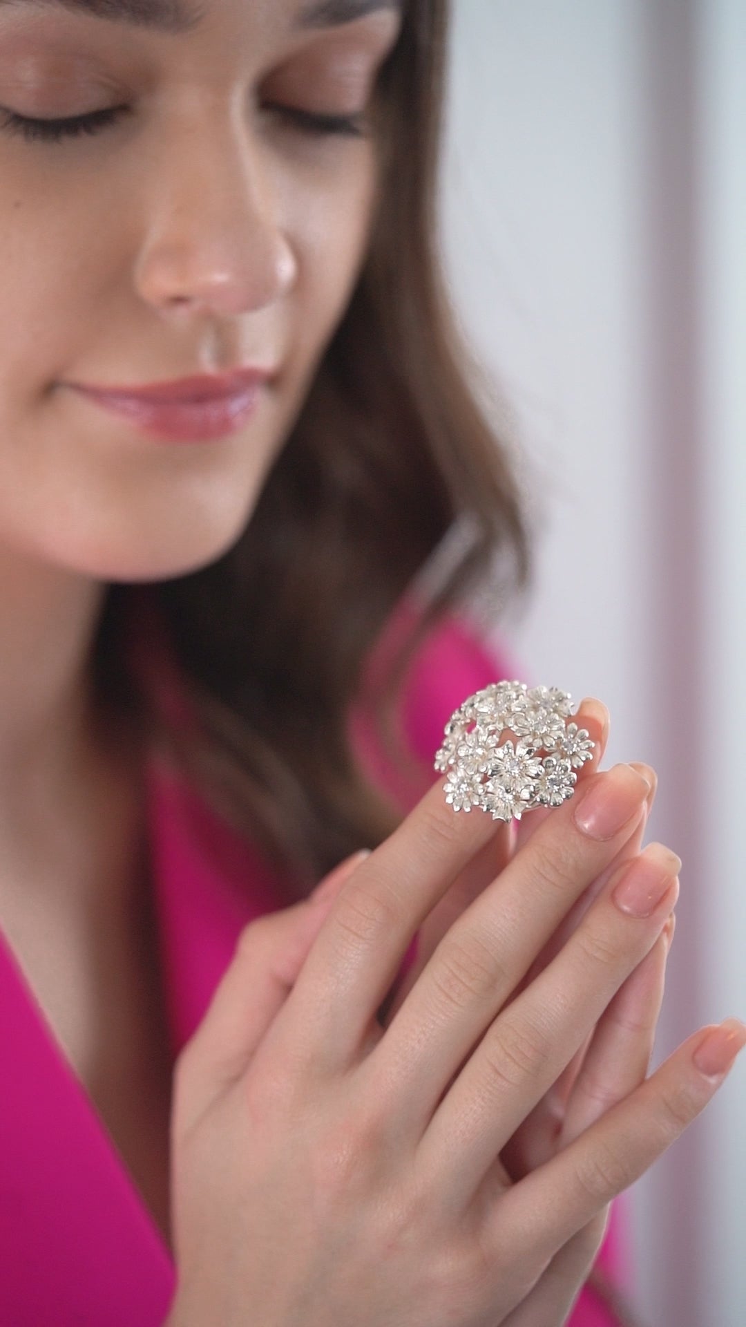 Silver Plated Floral Cluster Brooch
