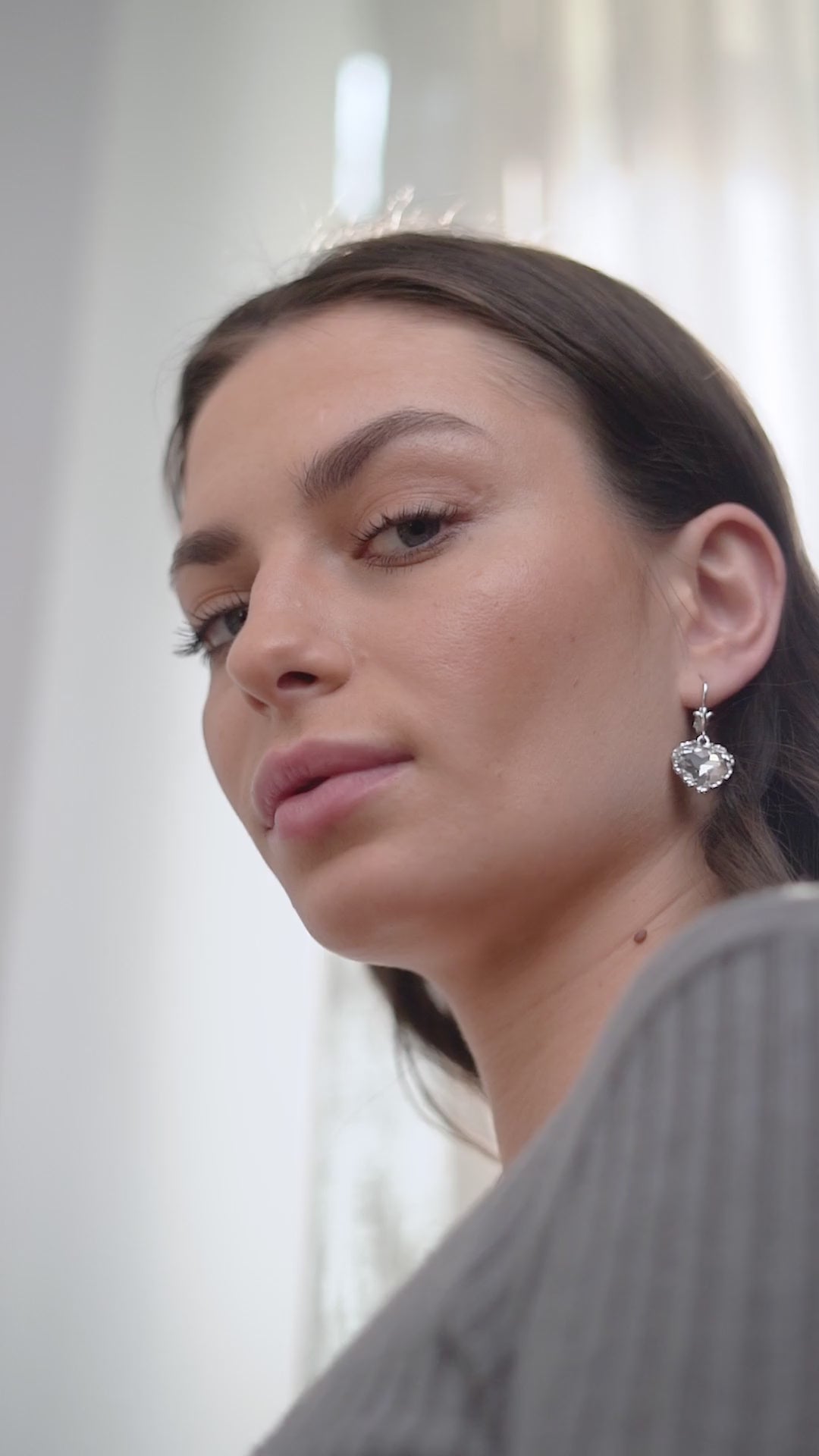 Heart Earrings with Clear Stone