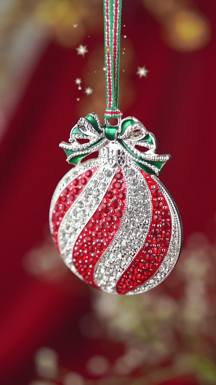 Red & Clear Stone Bauble Christmas Tree Decoration