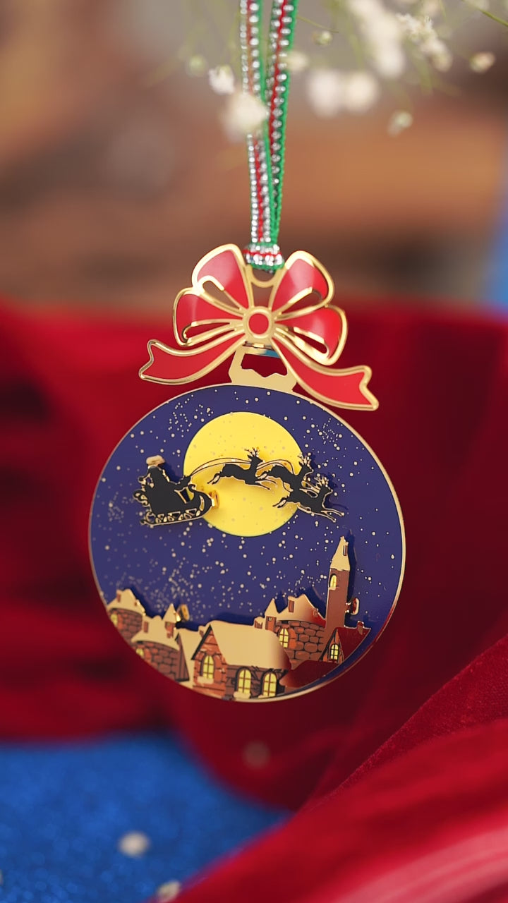 Gold Plated Santa Sleigh Christmas Tree Decoration