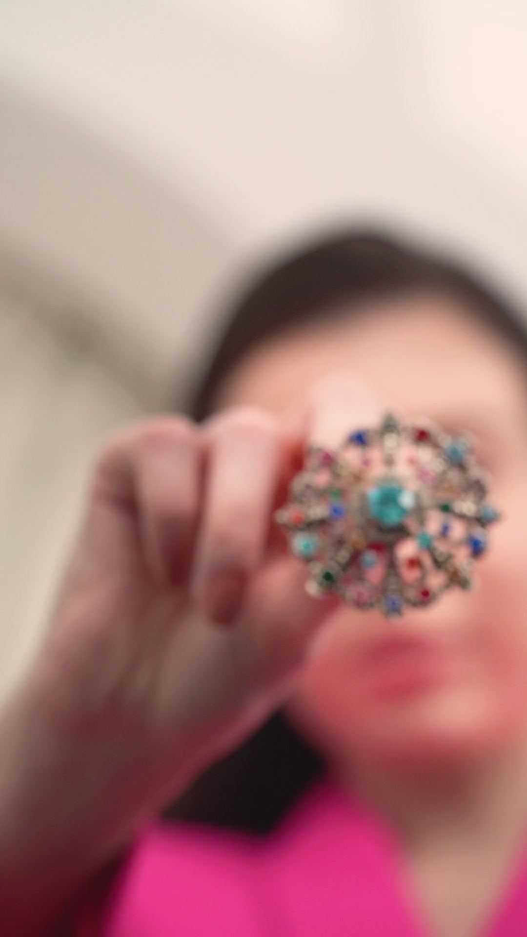 Vintage Brooch with Coloured Stones