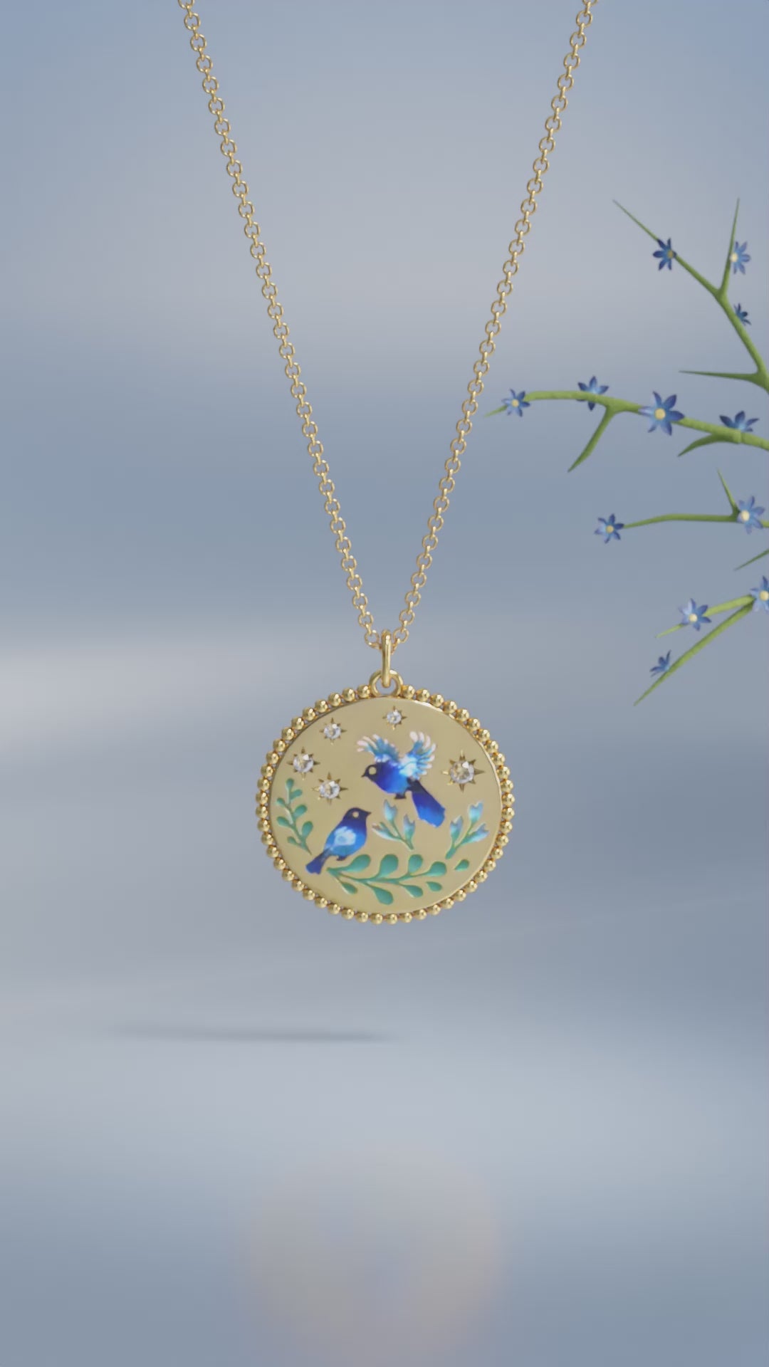 Bird Enamel Pendant