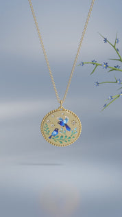 Bird Enamel Pendant