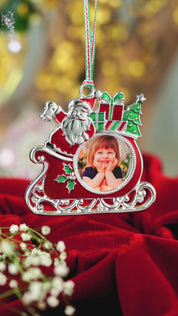 Santa on Sleigh Photoframe Tree Decoration