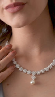 Cubic Zirconia Cluster Floral Necklace