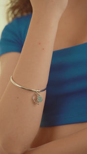Leaf Bangle with Blue stone
