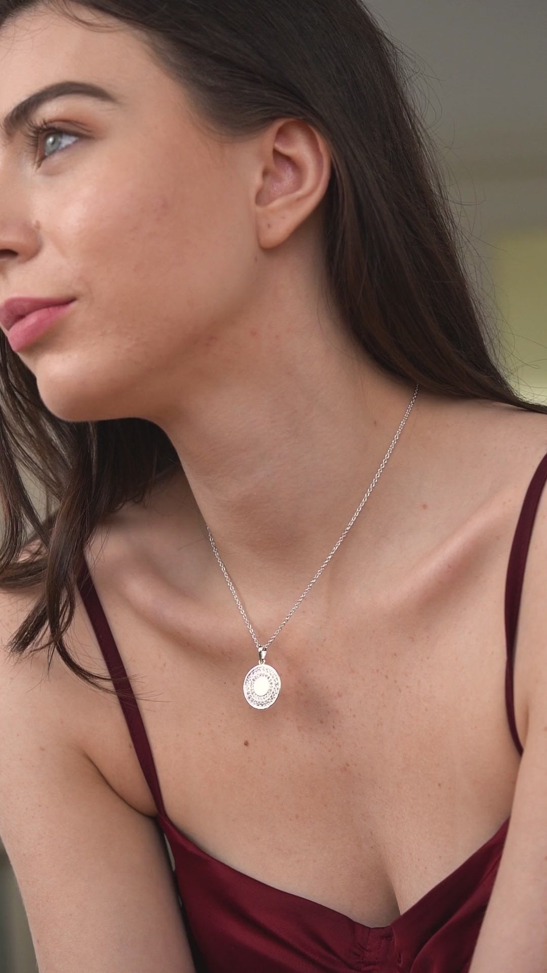 Circular Pendant with Clear Stones