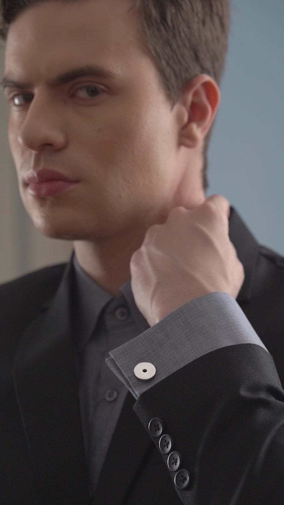 Round Cufflinks Black Stone