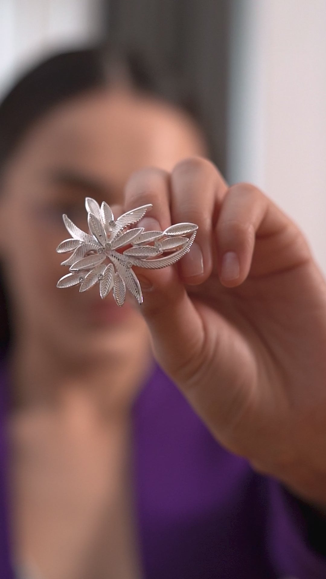 Silver Plated Leaf Brooch