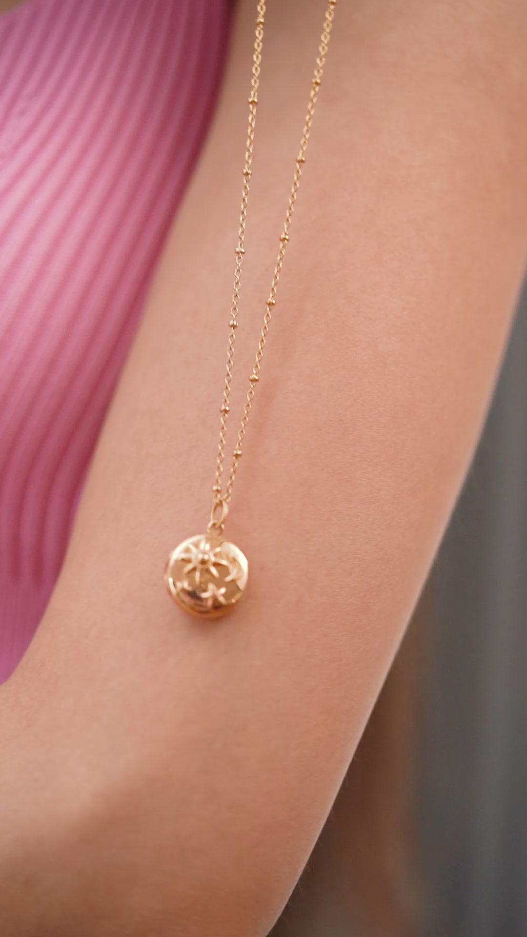 Gold Plated Locket with Sun Moon & Stars