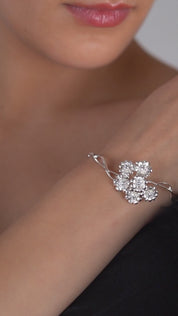 Silver Plated Floral Cluster Bangle