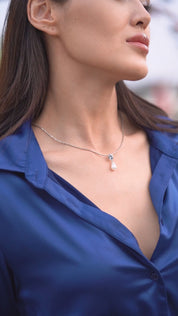 Pearl Drop Pendant with Clear Stone