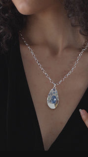 Large Pendant with Blue and Clear Stones