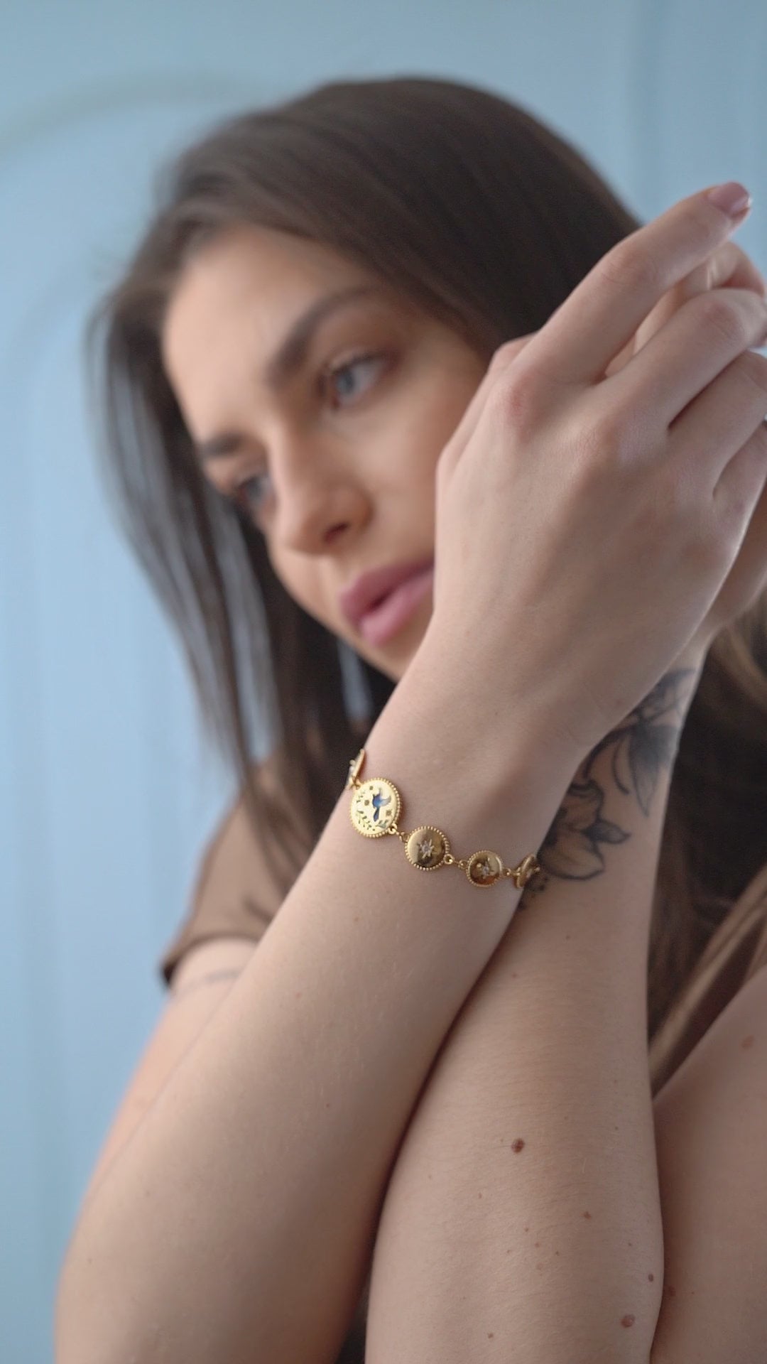 Bird Enamel Link Bracelet