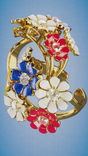 Gold Plated Revolving Cluster Floral Ring