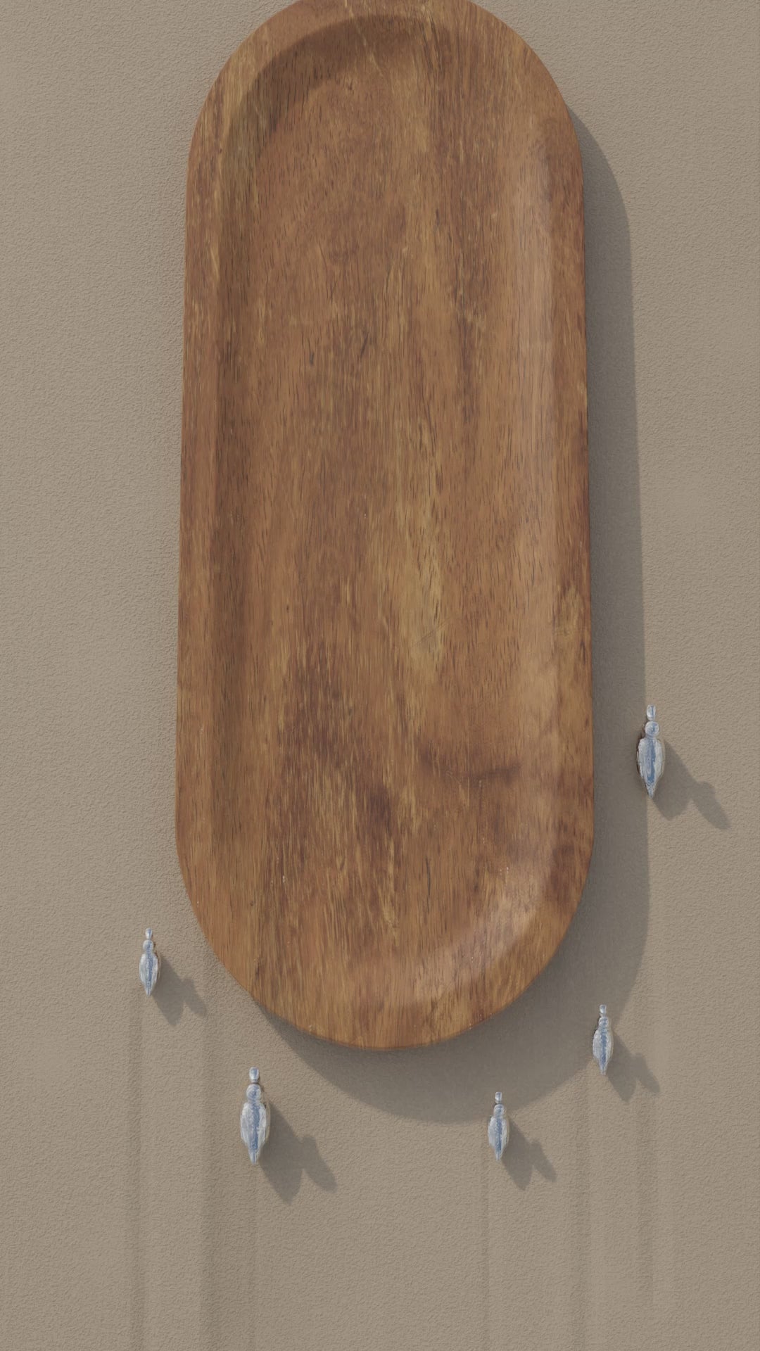 Oval Mango Wood Tray with Ducks Large