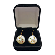 1980's 9ct Gold Baroque Pearl & Gemstone Earrings