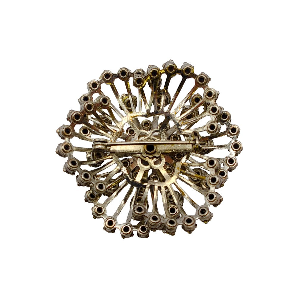1950's Silver Tone Clear Rhinestone Brooch