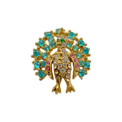 1980's Coloured Crystal Peacock Pin