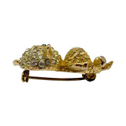 1970's Gilt Metal Clear Crystal Chick Brooch