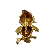 1970's Gilt Metal Clear Crystal Chick Brooch
