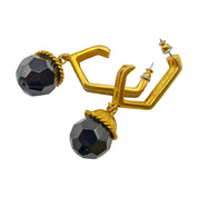 1980'S Gold Tone Crystal Statement Drop Earrings