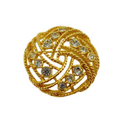 1980's Gold Tone Clear Crystal Brooch