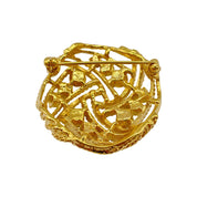 1980's Gold Tone Clear Crystal Brooch