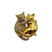 1990's Butler & Wilson Embracing Cats Brooch